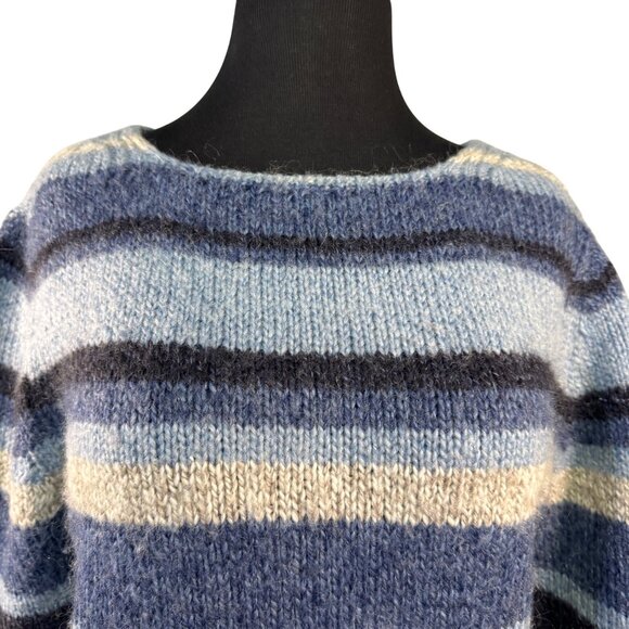 Marks & Spencer St Michael Womens Wool & Mohair Blend Striped Sweater UK 10 Blue - Picture 2 of 8
